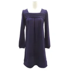 オフオン ofuon ワンピース 38 紫 パープル スクエアネック 長袖 ひざ丈 /YS37 ■ECB002