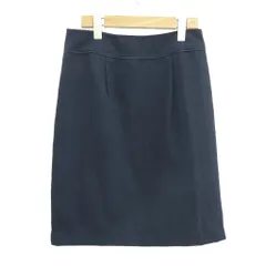 ノーリーズ Nolley's スカート 40 紺 ネイビー 無地 ツイード 膝丈 フロントタック /NP ■ECC002