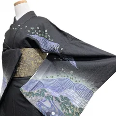 訪問着　作家もの　金通し　松　花びら　観世水　霞　正絹　着物　031b p