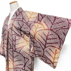 未着用　羽織　身丈　裄　総絞り　木々文様　正絹　着物　032b p