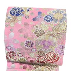 袋帯 振袖帯 バラ 薔薇 蝶 縦縞 金糸 着物 帯 054k p - メルカリ