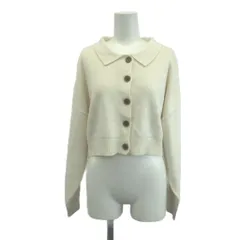 レイカズン Ray cassin ニット カーディガン F オフホワイト リブ編み 衿付き 無地 長袖 ショート クロップド丈 /GR ■ECB002