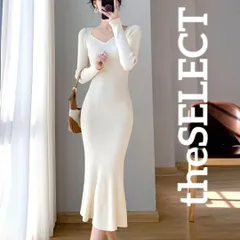 新品 未使用 韓国 服 レディース ワンピース 白 ロングワンピース ニット 長袖 タイト