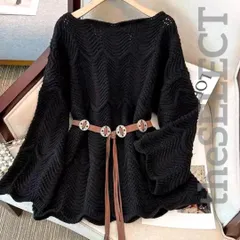 新品 未使用 韓国 服 レディース ニット 黒 ローゲージ 長袖 シアー ワンピース 重ね着