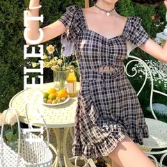 新品 未使用 体型カバー 水着 レディース ワンピース グレー 水着 チェック柄 ミニスカート