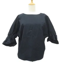 アダムエロペ Adam et Rope' ブラウス カットソー F 紺 七分袖 無地 フリル /SY15 ■ECC002