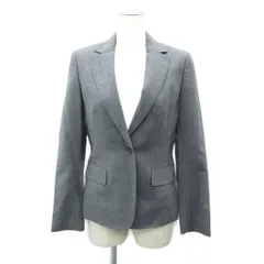 アイシービー iCB テーラードジャケット 上着 9 グレー ストライプ柄 シングルボタン 総裏地 ミドル丈 /YS48 ■ECE003