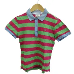 ラコステ LACOSTE ポロシャツ かのこ 42 ピンク 緑 グリーン マルチカラー ボーダー柄 ポロカラー 半袖 /KK ■ECB002