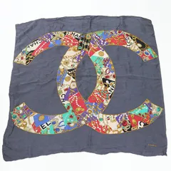 シャネル CHANEL ヴィンテージスカーフ シルク グレー ジュエリー柄 【yy】【中古】4000010800900272