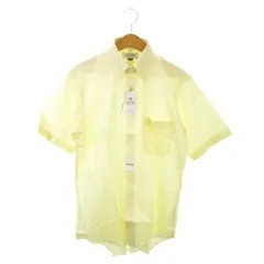 チャップス CHAPS ワイシャツ Yシャツ L 41 黄 イエロー 無地 半袖 ボタンダウンカラー /MN5 ■GY70