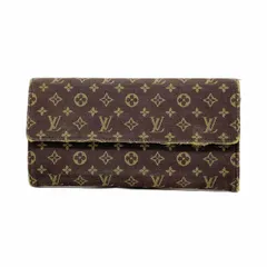 【6da0377-k】ルイヴィトン 長財布 モノグラム・ミニラン ポルトフォイユサラ M95234 エベヌ【中古】レディース