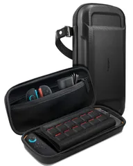 SPIGEN Rugged Armor Pro 任天堂スイッチ2ポーチ用 ゲームカードスロット12個 広々としたコンパートメント、落下保護シェル ポータブルトラベルキャリーストラップ ゲームコンソールバッグカバー - ブラック [ブラック///ホワイト]のサムネイル