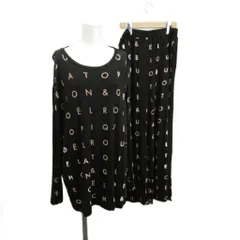 ジェラートピケ gelato pique ジョエル・ロブション ナイトウエア ルームウェア パジャマ セットアップ Tシャツ パンツ ONE SIZE 黒 ブラック 長袖 ラウンドネック アルファベット柄 /PP ■GY99