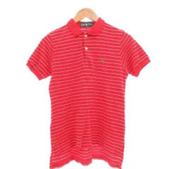 ラルフローレン RALPH LAUREN ポロシャツ M 赤 レッド ストライプ柄 襟付き 半袖 /SC ■ECA001