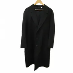 ユニクロ UNIQLO U チェスターコート ウール L 黒 ブラック 無地 テーラードカラー 長袖 ロング丈 /PP ■ECA003