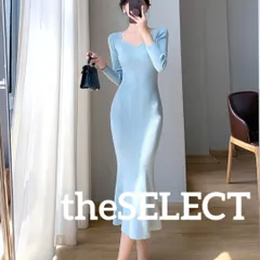 新品 未使用 韓国 服 レディース ワンピース 水色 ロングワンピース 青 ニット 長袖