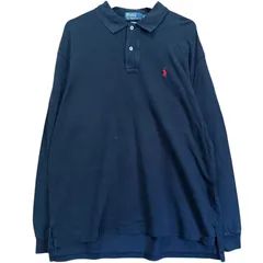 ポロバイラルフローレン 長袖ポロシャツ XL 黒 ブラック 赤ポニー 刺繍ロゴ 鹿の子 ビンテージ 古着 90s オーバーサイズ ビッグシルエット ゆるだぼ スリランカ製 コットン100％ ストリート アメカジ カジュアル / MS374