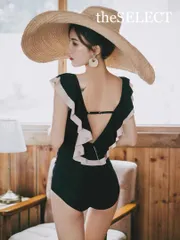 新品 未使用 体型カバー 水着 韓国 服 レディース ワンピース 黒 フリル ワンピース 人気