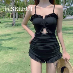 新品 未使用 体型カバー 水着 レディース ワンピース 黒 韓国 服 レディース フリル