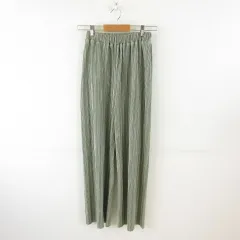 プリーツパンツ ロング 緑 S *T680