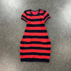 To b. by agnes b. トゥービー バイ アニエスベー 半袖 ニット ワンピース ボーダー バイカラー ネイビー×レッド レディース