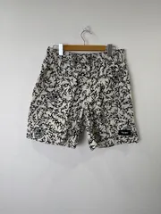 S00590　MESSES｜マシス｜ハーフパンツ｜ショートパンツ｜スカル｜ホワイト white｜コットン｜ウエストゴム｜メンズL｜ストリート｜Y2K｜90S｜古着｜アメカジ｜USA古着｜ヴィンテージ｜フォロー割｜今期トレンド｜夏服｜ラフスタイル｜総柄｜ドクロのサムネイル