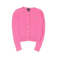 ポロラルフローレン ガールズ ライトピンク ケーブルニット カーディガン