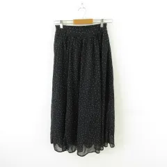 アースミュージック&エコロジー EARTH MUSIC & ECOLOGY 楊柳シフォンスカート ドット ロング 黒 白 F *A798 