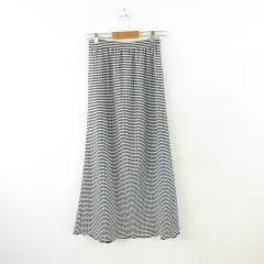 アースミュージック&エコロジー EARTH MUSIC & ECOLOGY Premium Label セミフレアギンガムスカート ロング 黒 白 F *A802