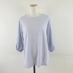 グラシア GLACIER 異素材トップス カットソー 七分袖 ドット 紫 L *A277