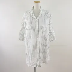 アメリカンホリック AMERICAN HOLIC シャツ ブラウス 七分袖 ストライプ オフホワイト 白 L *T804