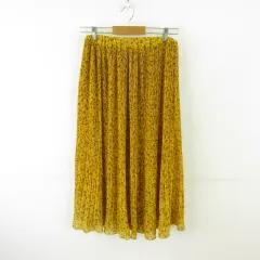 ニコアンド Niko and.. スカート プリーツ ミディ丈 花柄 黄 からし色 *T985