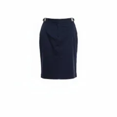 Ed6 CELINE セリーヌ 膝丈スカート タイトスカート サイドロゴベルト 伸縮ストレッチ レディース 女性服 サイズ36 ネイビーu02t