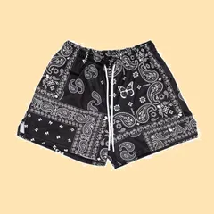 アメリカン 短パン スポーツ ペイズリー柄 ウェア 筋トレ ランニング ジム トレーニング メンズ ショートパンツ ポケット付き バスケットパンツ ウエスト 調整可能 [OROLN] 速乾 通気