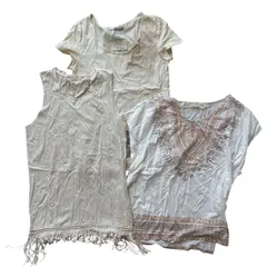  Natural VINTAGE GOA トップス 3点セット まとめ売り ナチュラル系 カットソー 半袖 フリンジ エスニック レディース Fサイズ【ZK100】