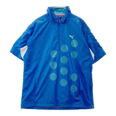 サイズ：O PUMA GOLF プーマゴルフ  ハーフジップ 半袖ブルゾン 総柄 ブルー系 [240101662201] ゴルフウェア メンズ ストスト