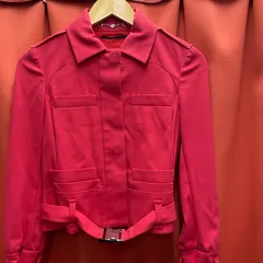 GUCCI グッチ　ベルト　付き　ショート丈　ジャケット　アウター　長袖　レッド　レトロ　ヴィンテージ　36サイズ　XS S 相当のサムネイル