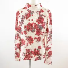 ザラ ZARA カットソー 長袖 花柄 オフホワイト 白 赤 L *T948