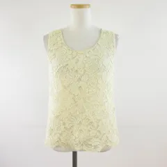 ボールジー BALLSEY トゥモローランド カットソー ノースリーブ 刺繍 レース アイボリー 38 *T83