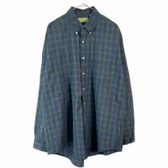 90年代 L.L.Bean エルエルビーン ボタンダウン 長袖シャツ アウトドア ブラックウォッチ(メンズ L)中古 古着 X7380