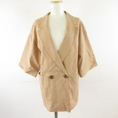 ショコラフィネローブ chocol raffine robe シャツジャケット テーラード 七分袖 ベージュ F *T446のサムネイル