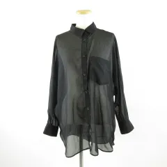 イング INGNI シアードルマンシャツ ブラウス 長袖 黒 M *A262