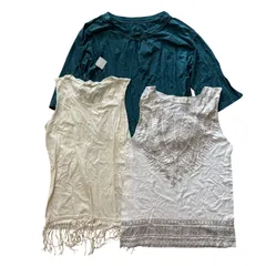  Natural VINTAGE GOA トップス 3点セット まとめ売り ナチュラル系 カットソー 半袖 フリンジ エスニック レディース Fサイズ【ZK100】