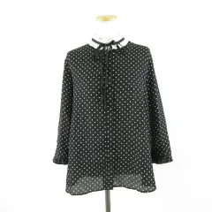 ザラ ベーシック ZARA BASIC ブラウス ドット 七分袖 黒 白 M *A644