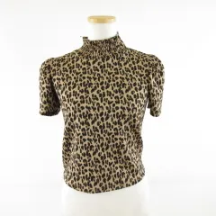 ザラ ZARA カットソー ニット ヒョウ柄 半袖 茶 黒 S *A647