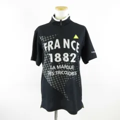ルコックスポルティフ le coq sportif ゴルフウェア スポーツ ポロシャツ 半袖 プリント 紺 M *A475