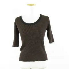 B&Y ユナイテッドアローズ BEAUTY&YOUTH ビューティー&ユース バックラウンド5分袖リブニット ボーダー 茶 黒 *A19 