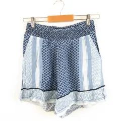 セシリー コペンハーゲン CECILIE COPENHAGEN キュロット ショートパンツ 総柄 青 紺 XS *A649