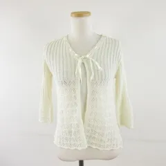 ギャラリービスコンティ GALLERY VISCONTI サマーニットカーディガン 七分袖 オフホワイト 白 *A21