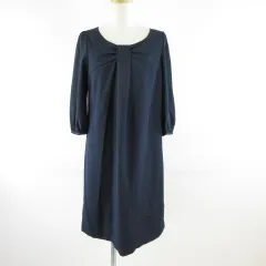 スーナウーナ Sunauna ワンピース ひざ丈 七分袖 紺 36 *T154